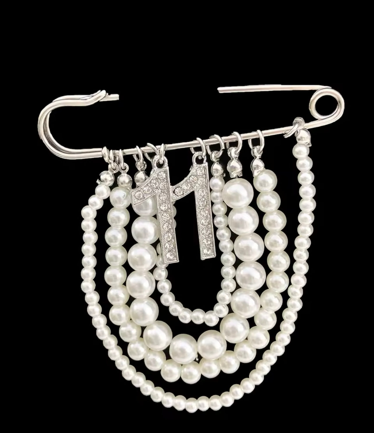 Pearl Number 11 Brooch Pin