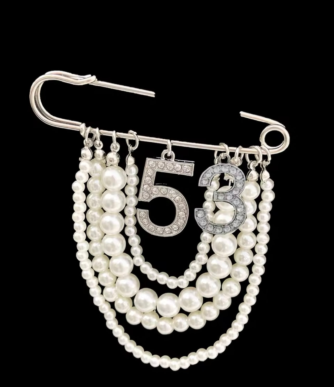 Pearl Number 53 Brooch Pin