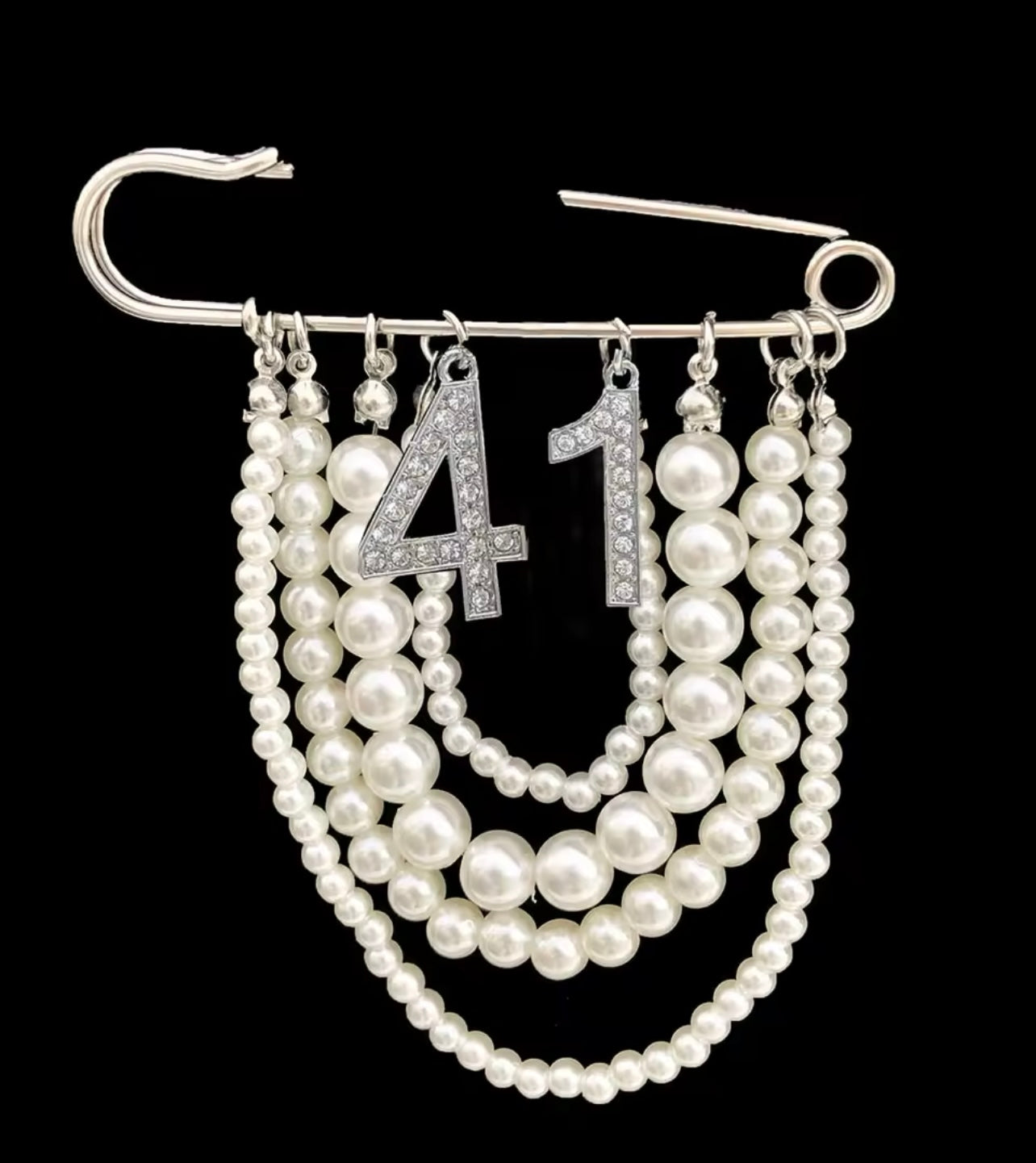 Pearl Number 41 Brooch Pin