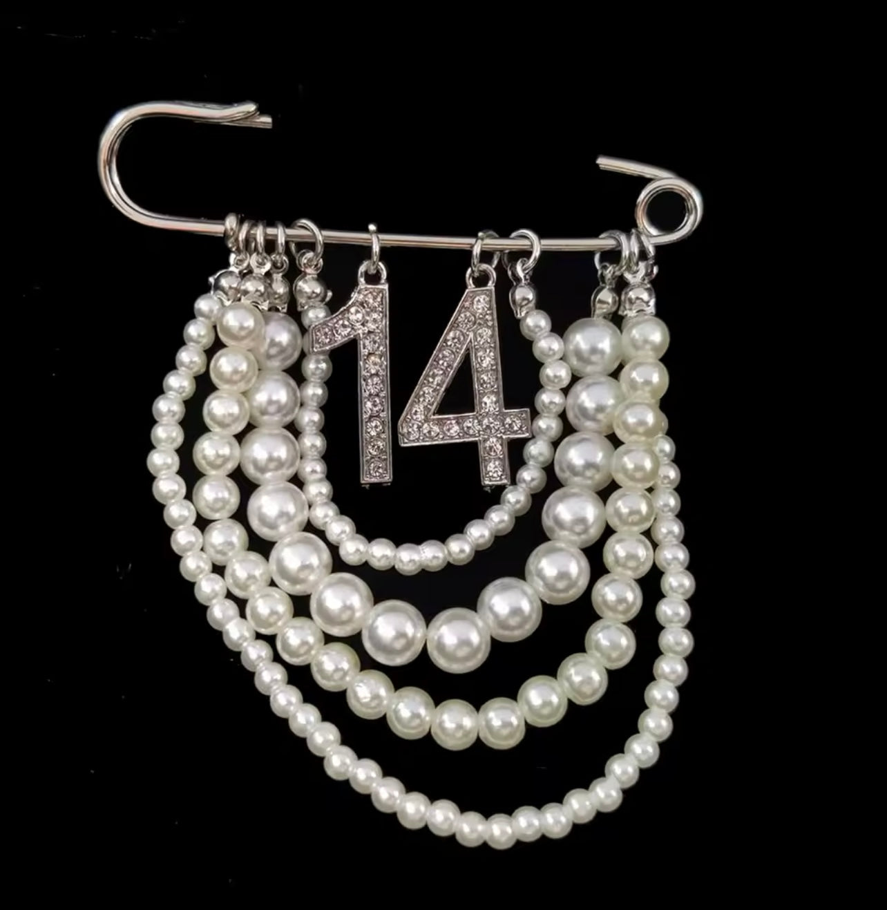 Pearl Number 14 Brooch Pin
