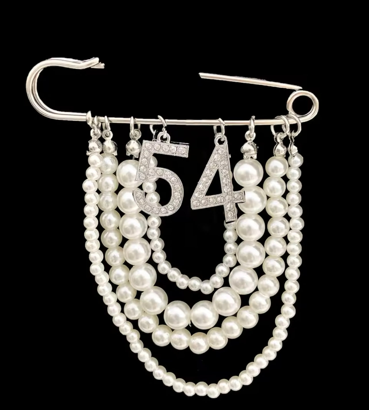 Pearl Number 54 Brooch Pin