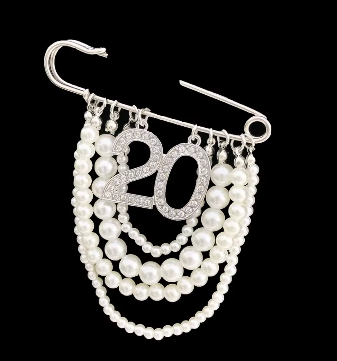 Pearl Number 20 Brooch Pin