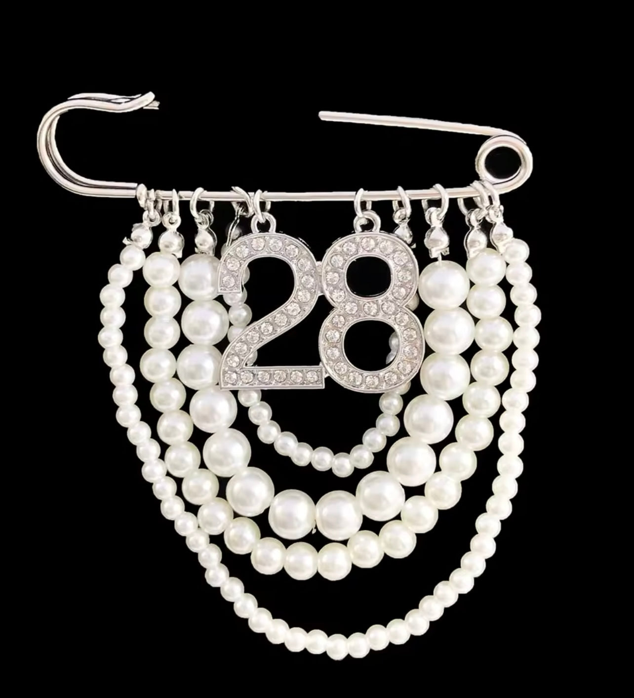 Pearl Number 28 Brooch Pin