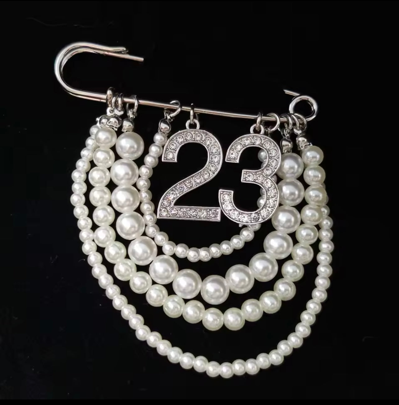 Pearl Number 23 Brooch Pin