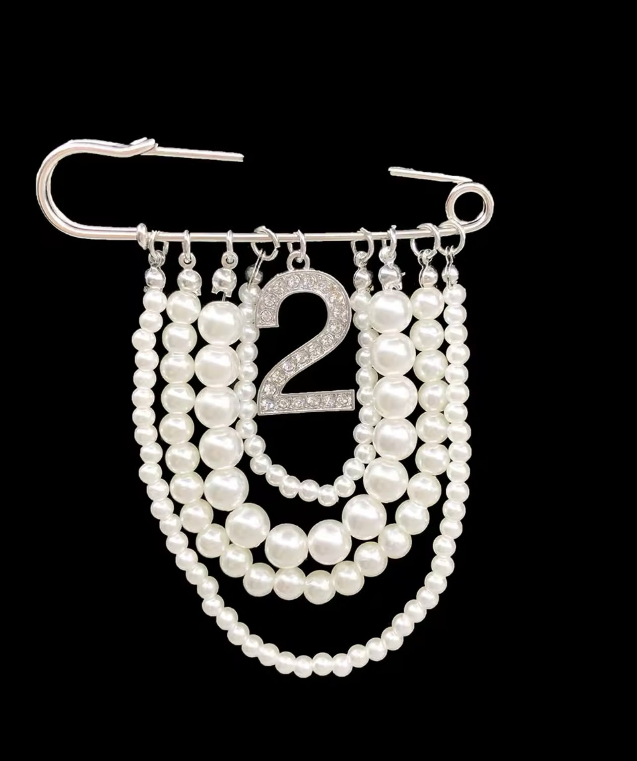 Pearl Number 2 Brooch Pin
