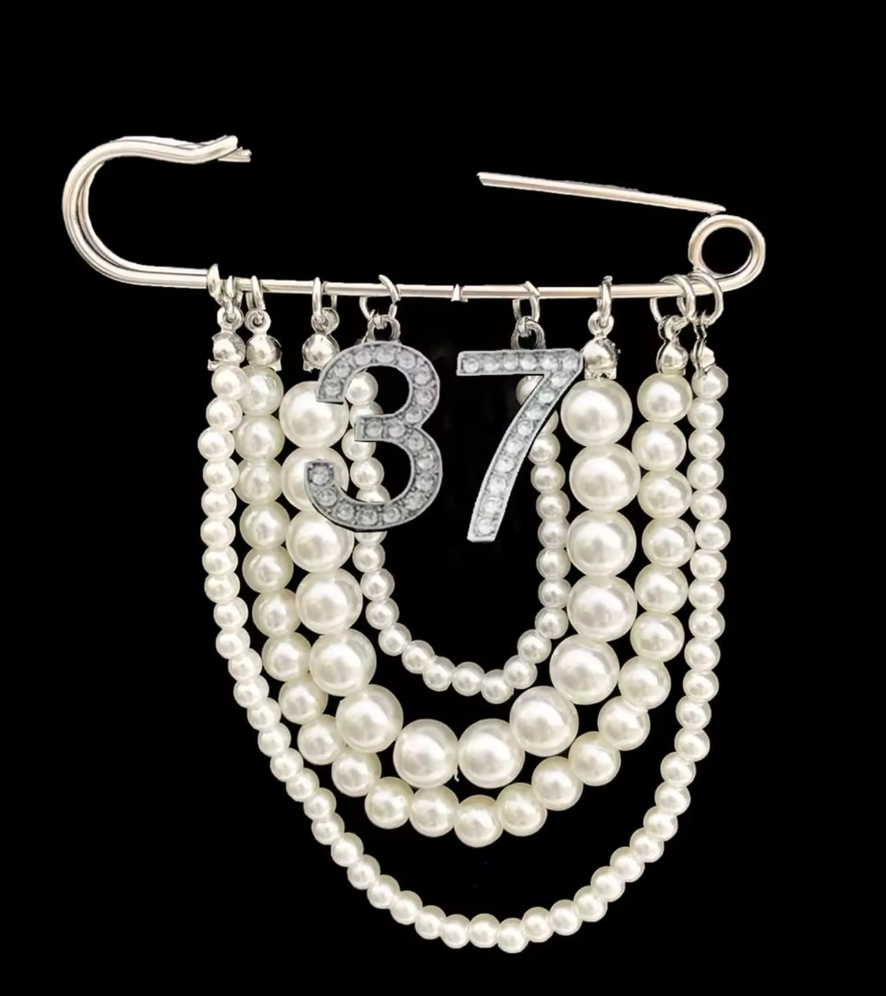 Pearl Number 37 Brooch Pin