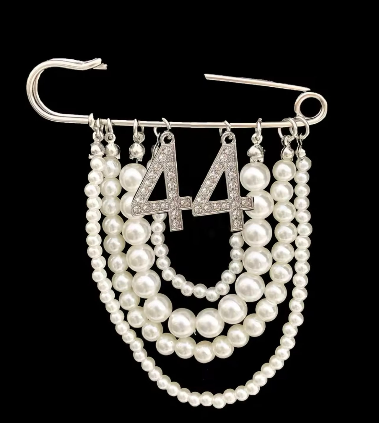 Pearl Number 44 Brooch Pin
