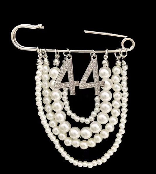 Pearl Number 44 Brooch Pin