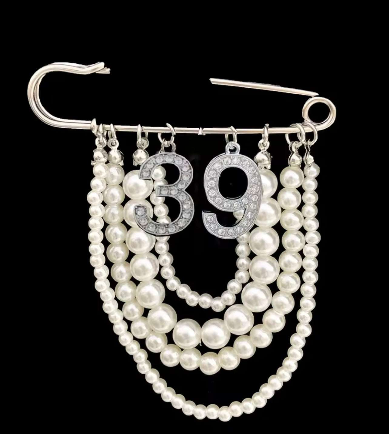 Pearl Number 39 Brooch Pin