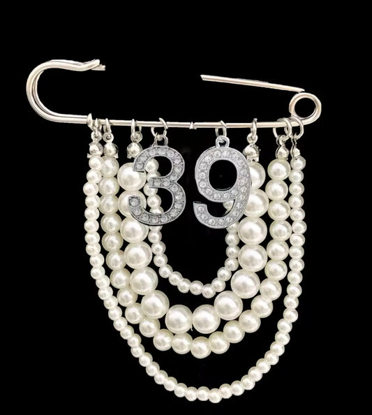Pearl Number 39 Brooch Pin