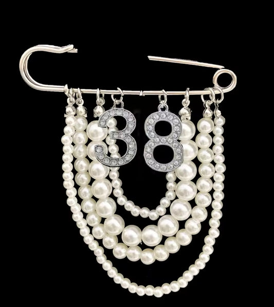 Pearl Number 38 Brooch Pin