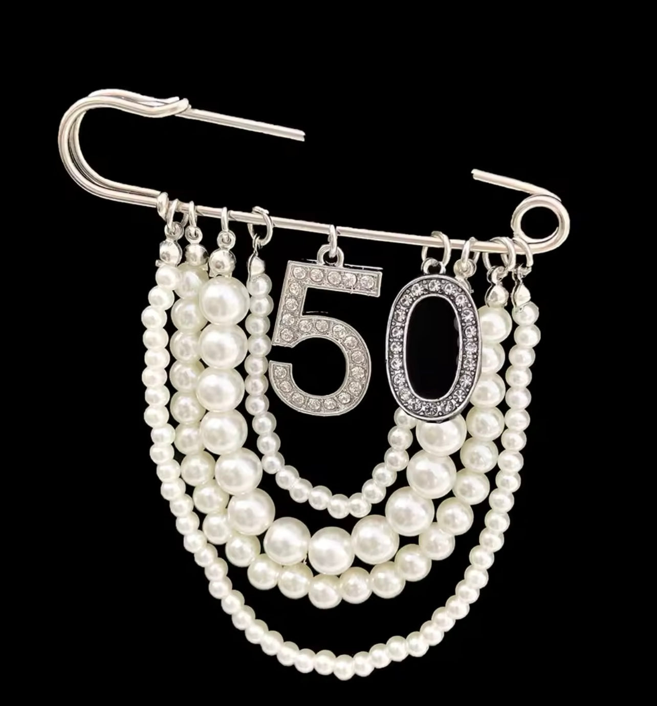 Pearl Number 50 Brooch Pin
