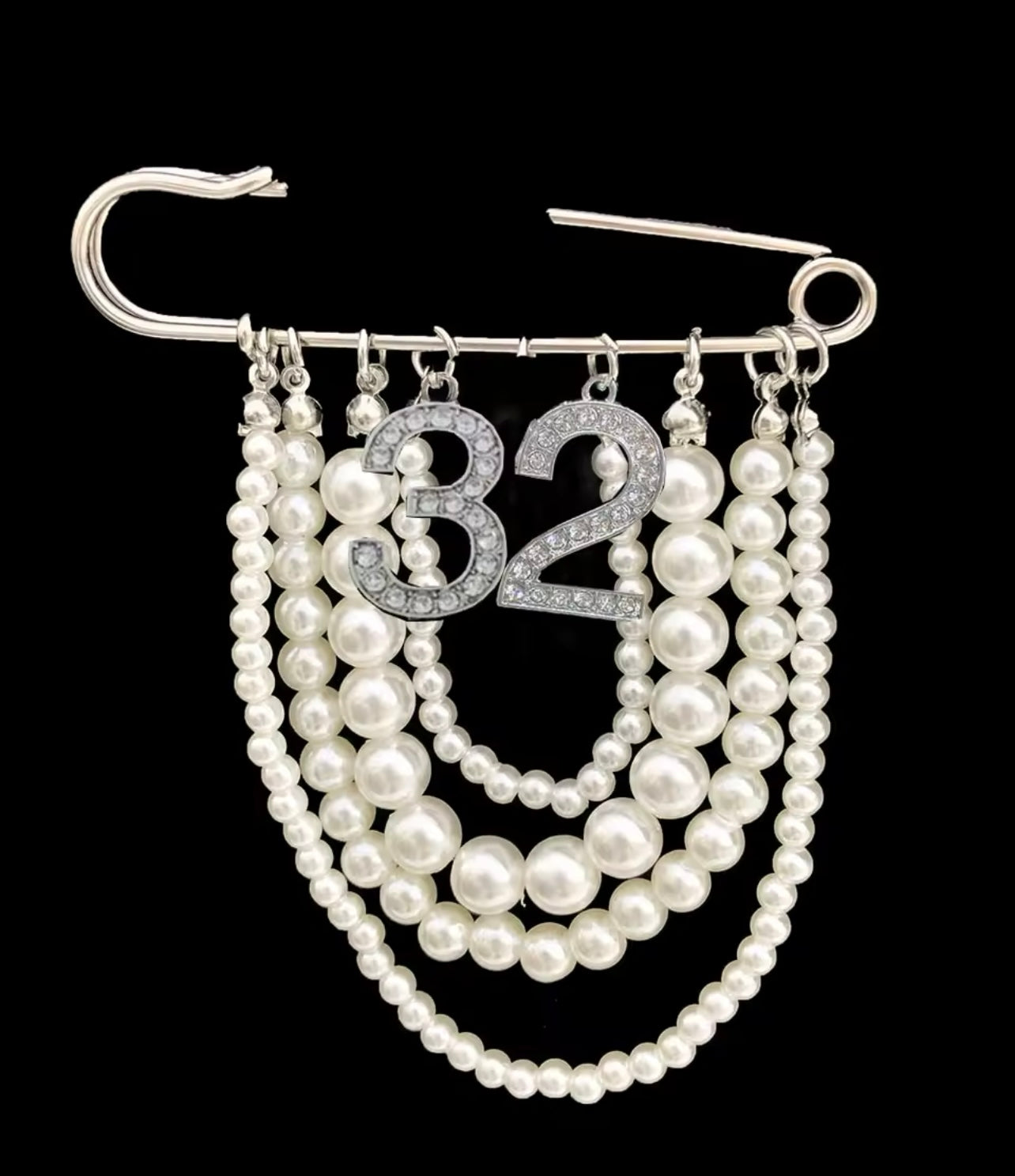 Pearl Number 32 Brooch Pin