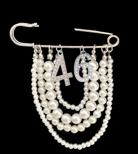 Pearl Number 46 Brooch Pin