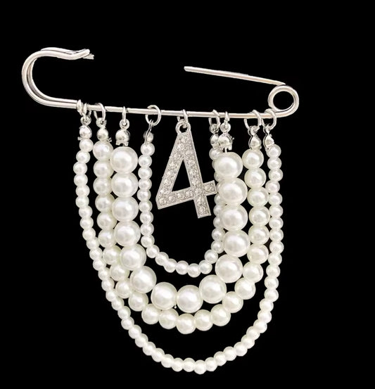 Pearl Number 43 Brooch Pin