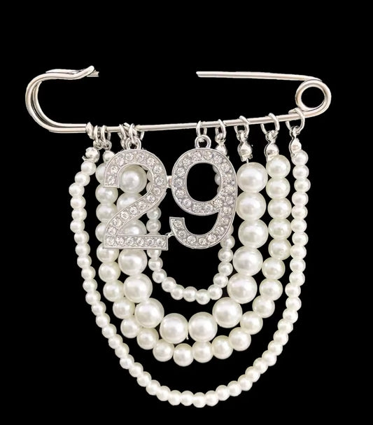 Pearl Number 29 Brooch Pin