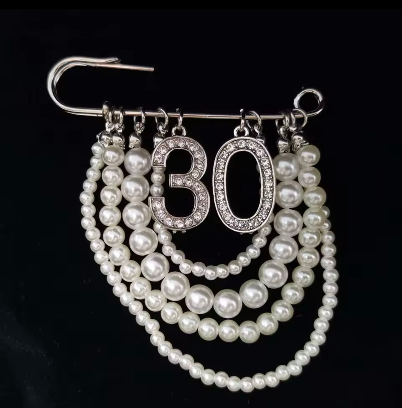 Pearl Number 30 Brooch Pin