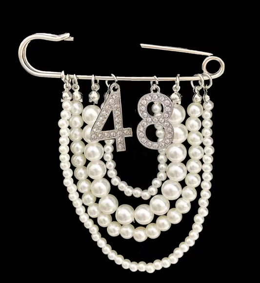 Pearl Number 48 Brooch Pin