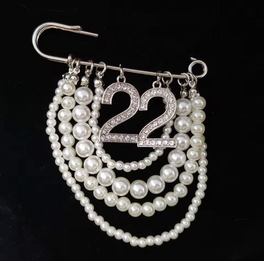 Pearl Number 22 Brooch Pin