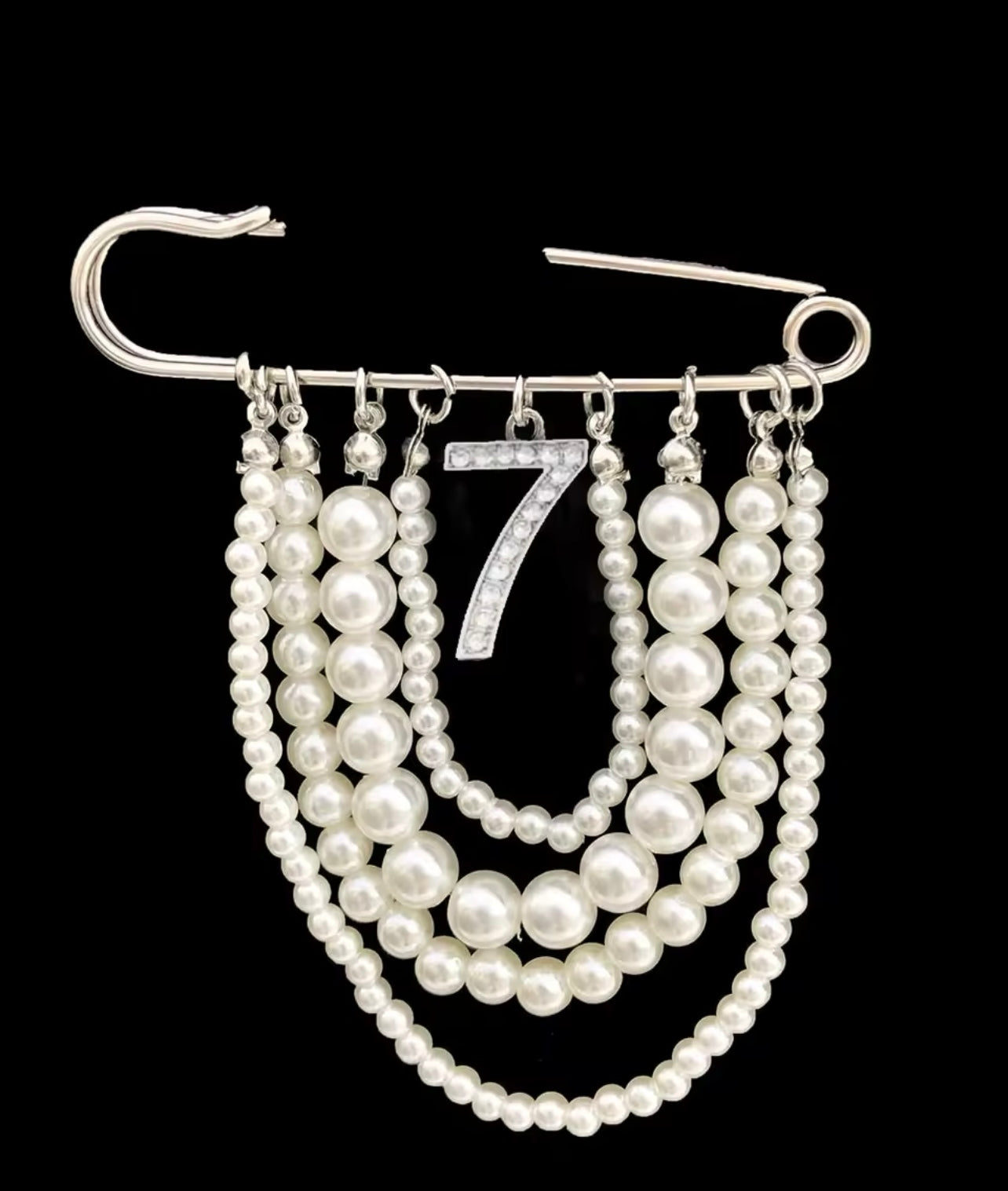 Pearl Number 7 Brooch Pin