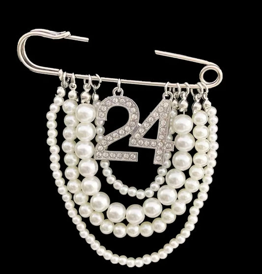 Pearl Number 24 Brooch Pin