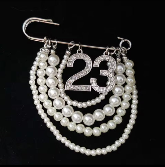 Pearl Number 23 Brooch Pin