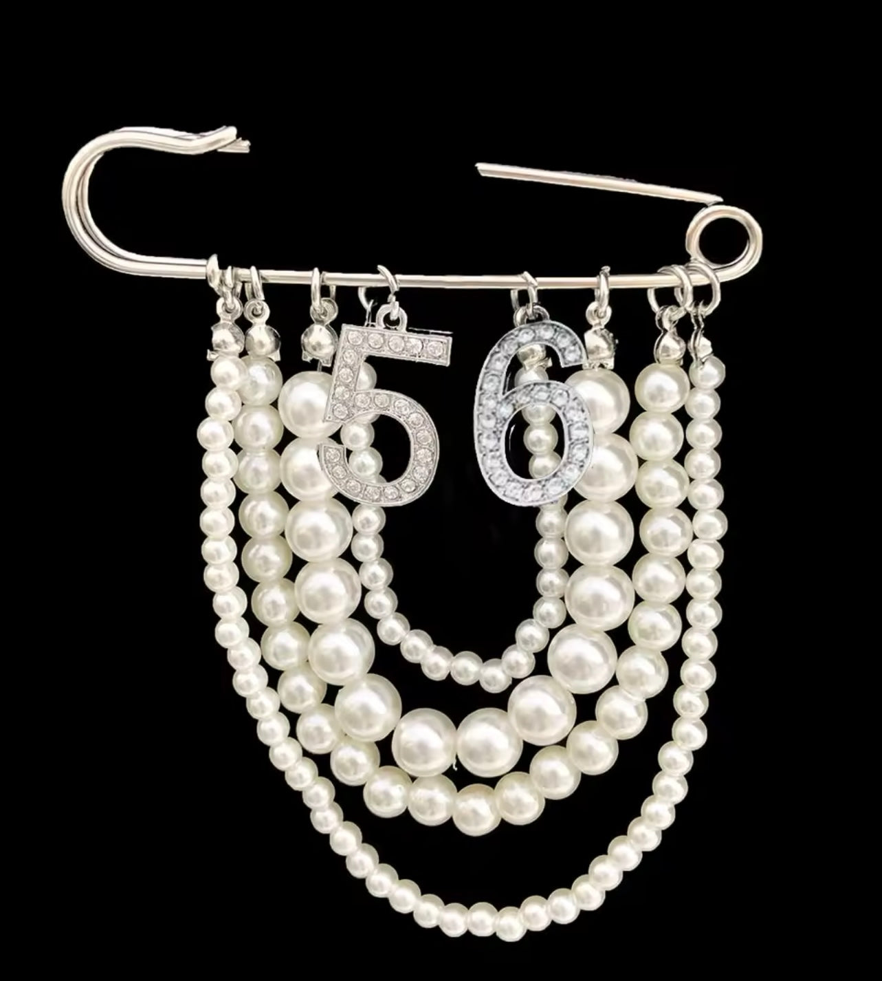 Pearl Number 56 Brooch Pin
