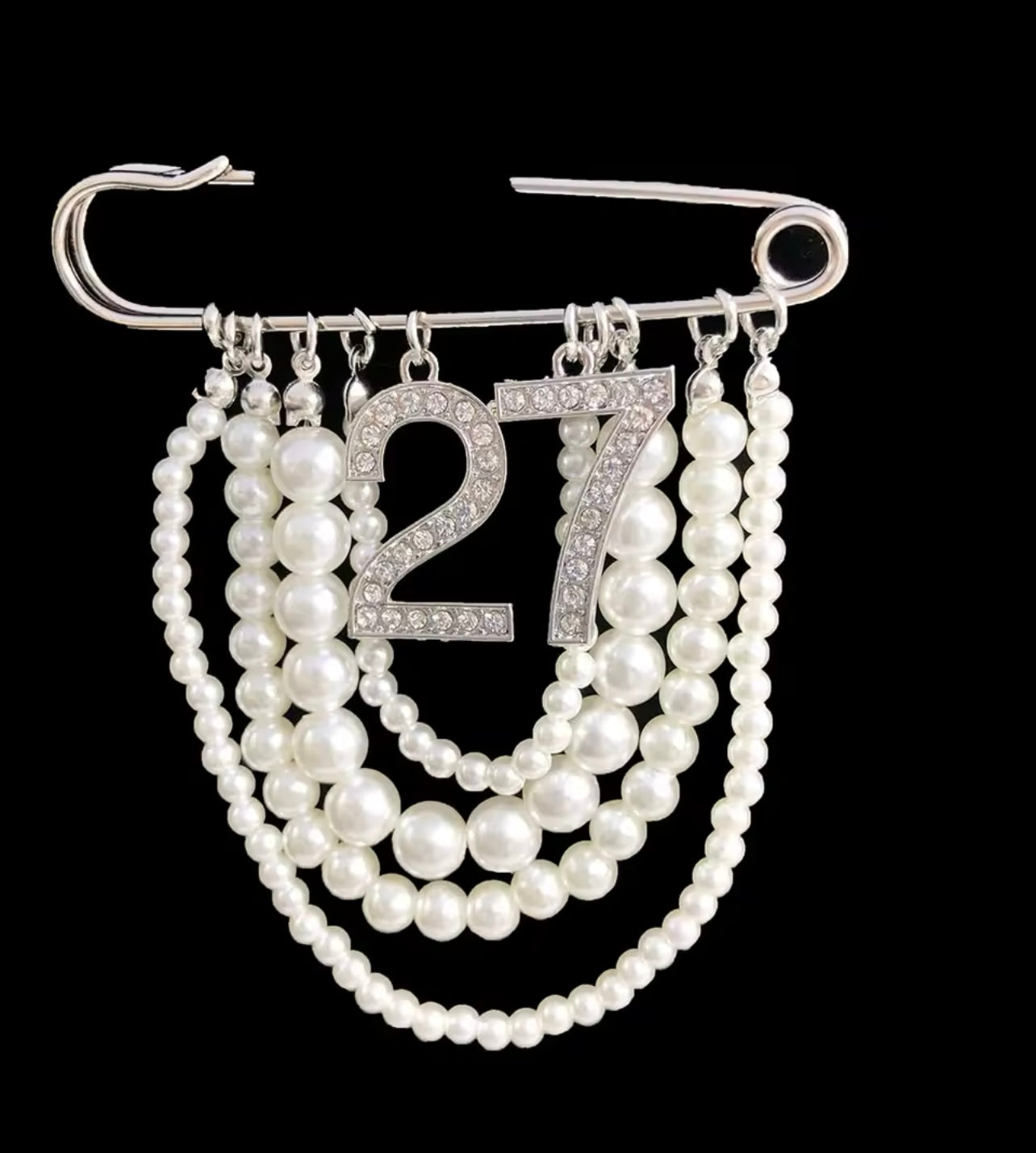 Pearl Number 27 Brooch Pin