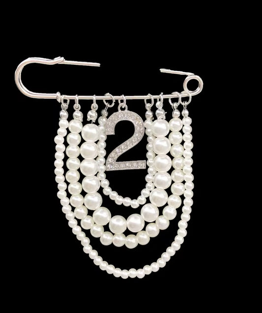 Pearl Number 2 Brooch Pin