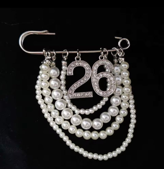 Pearl Number 26 Brooch Pin