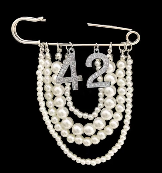 Pearl Number 42 Brooch Pin
