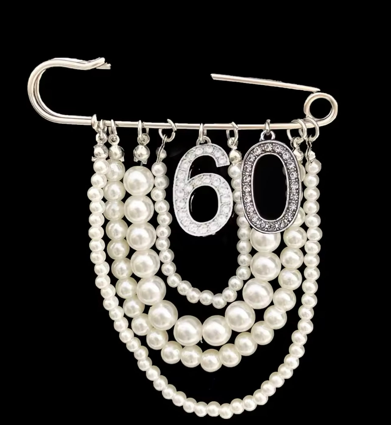 Pearl Number 60 Brooch Pin