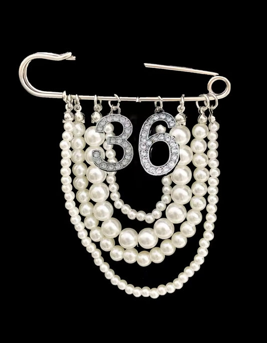 Pearl Number 36 Brooch Pin